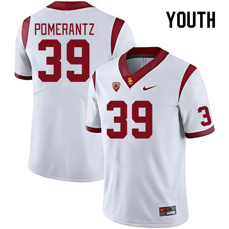Youth #39 Garrett Pomerantz USC Trojans College Football Jerseys Stitched Sale-White